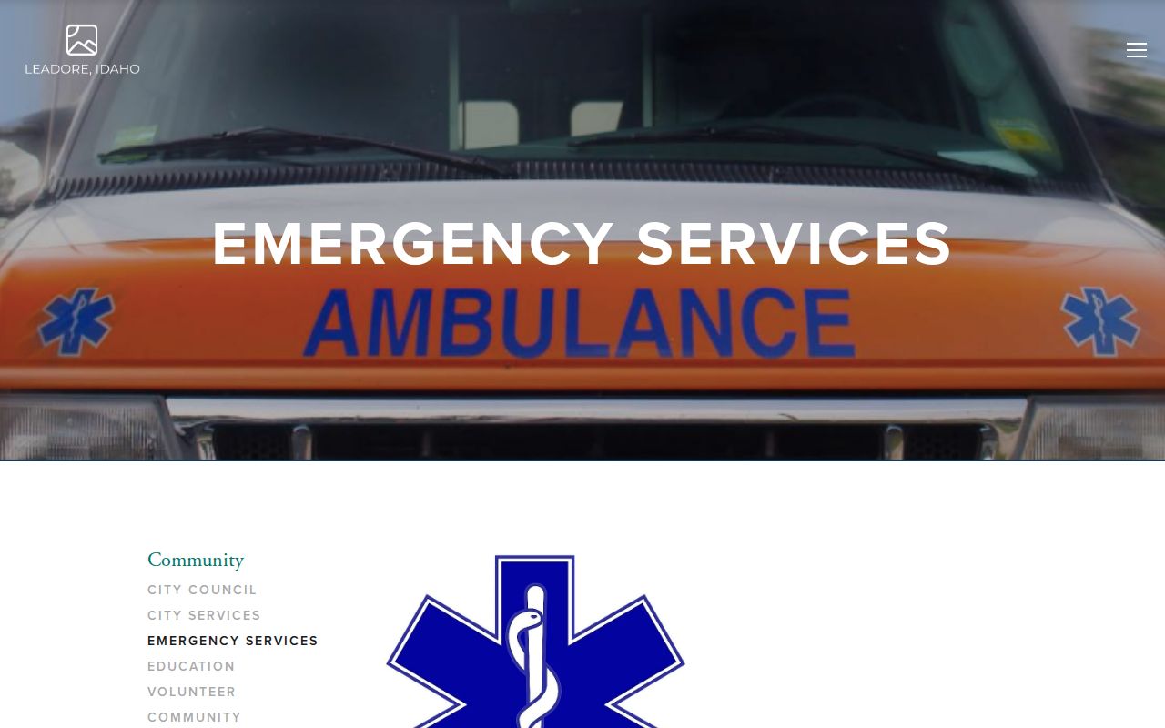 Leadore emergency services page showing county dispatch context for criminal records