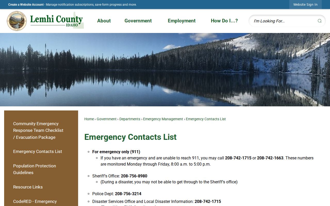 Lemhi County law enforcement contacts for arrest records