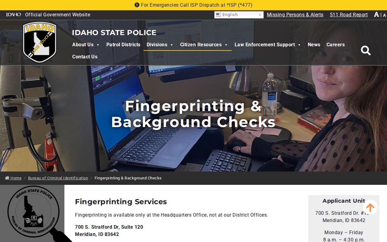 Lemhi County criminal history name and fingerprint check instructions