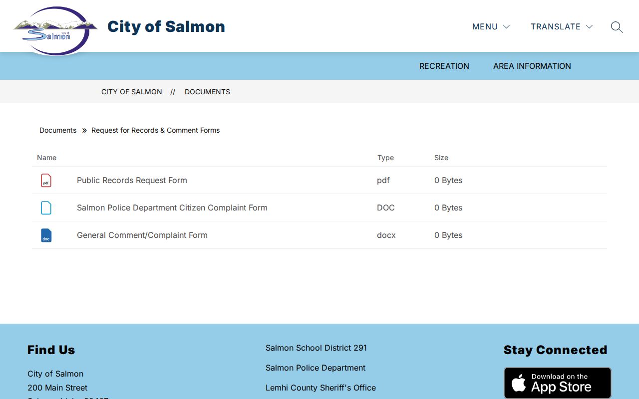 Salmon criminal record request form collection